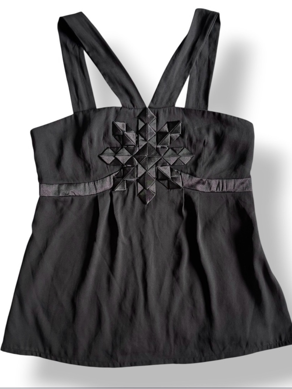 Banana Republic Black Applique Star Camisole Tank Top Fully Lined Size Large
